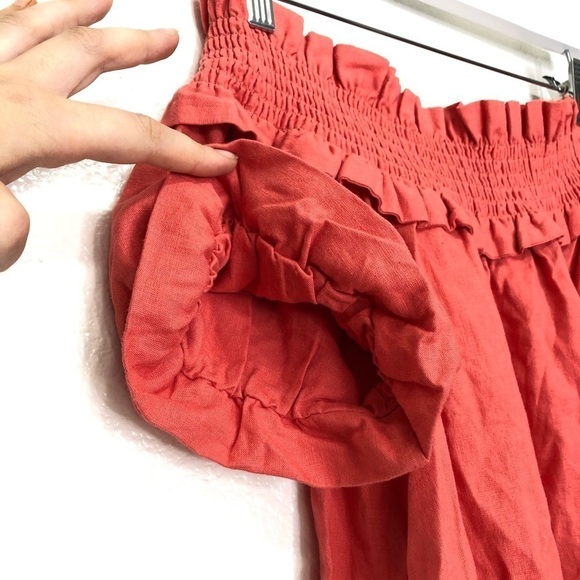 Tommy Hilfiger Ruched Off Shoulder Linen Top - Picture 3 of 7